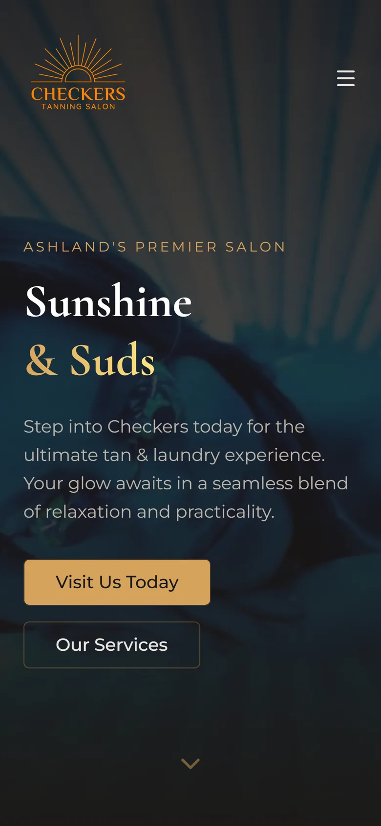 Checkers Tanning Salon & Laundromat website on a phone