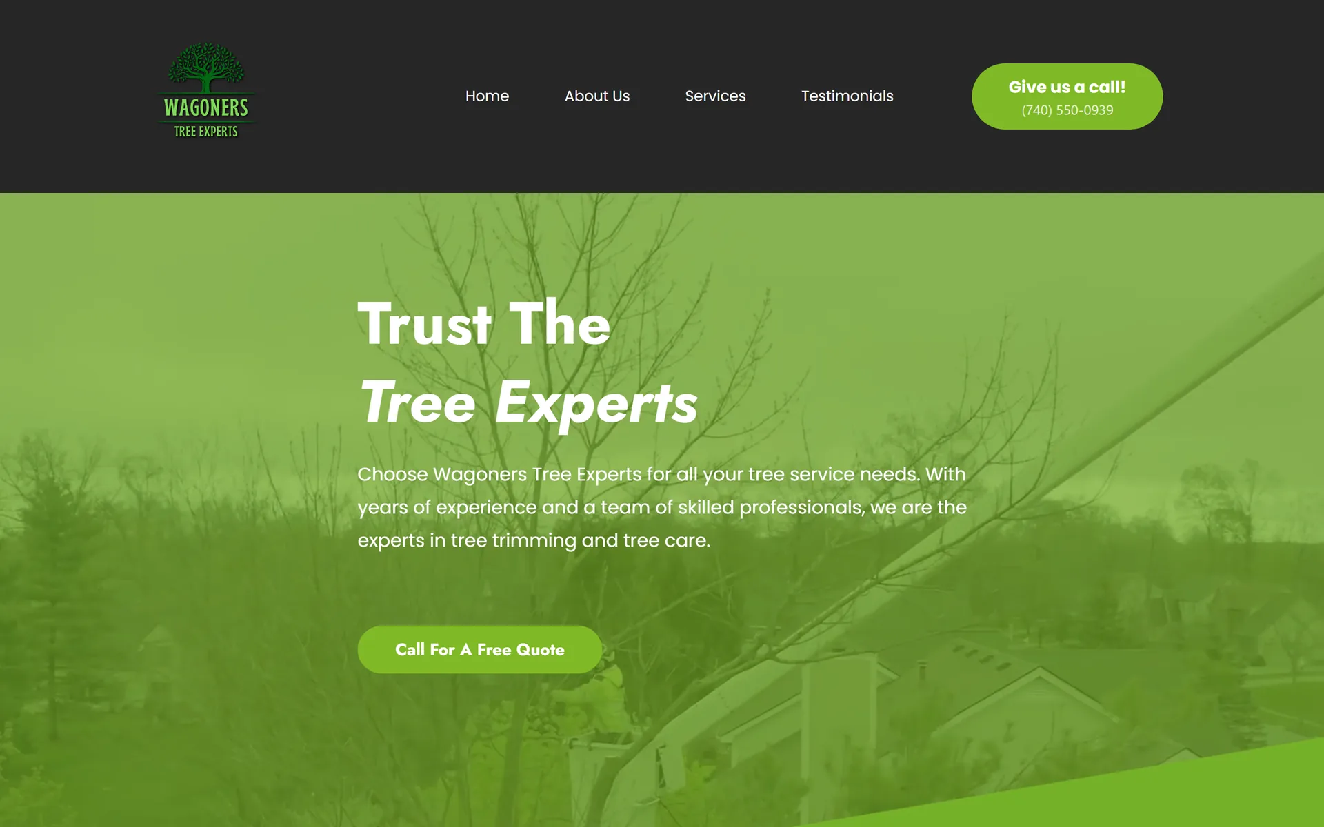 Wagoners Tree Experts website on a desktop screen